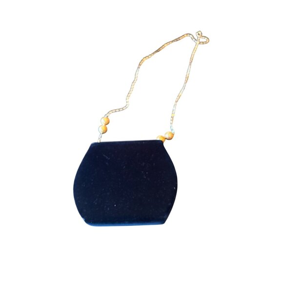 Vintage Carolyne Barton Black Velvet Evening Bag Gold Chain Strap Magnetic Snap - Picture 6 of 6